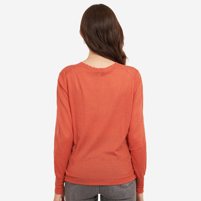 Autumn Cashmere Distressed Edge Crew In Papaya