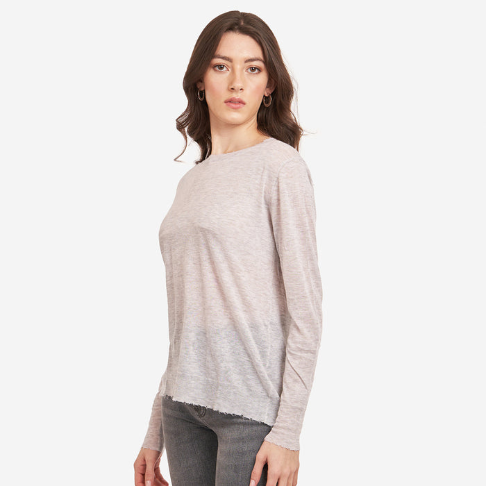 Autumn Cashmere Distressed Edge Crew In Platinum