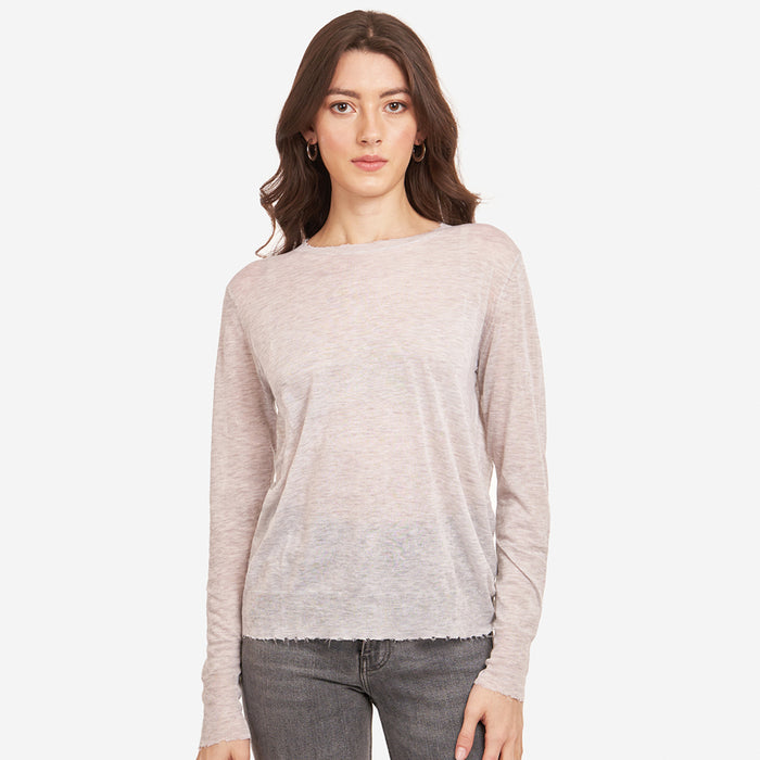 autumn cashmere Distressed Edge Crew in Platinum