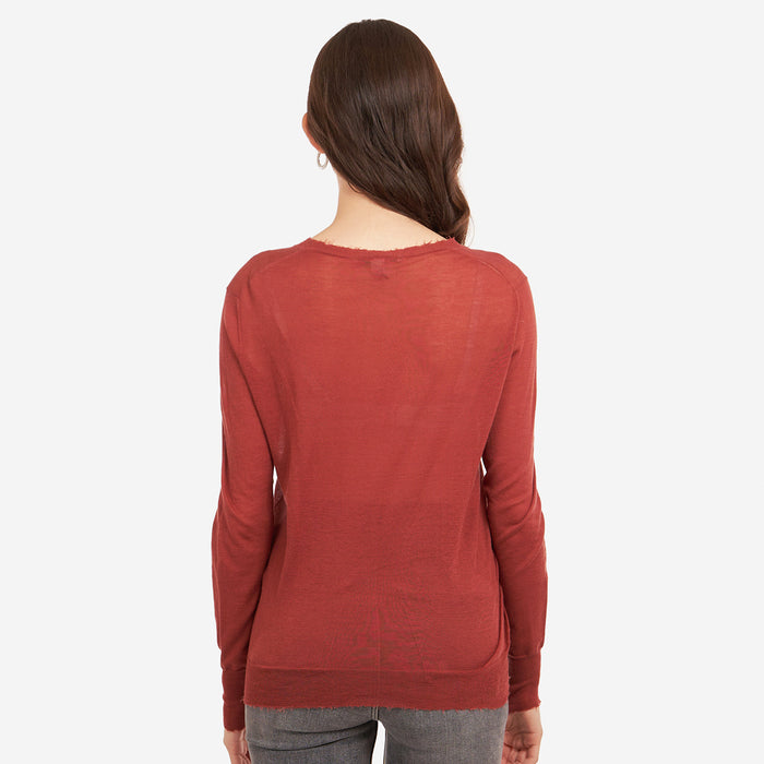 Autumn Cashmere Distressed Edge Crew In Sienna