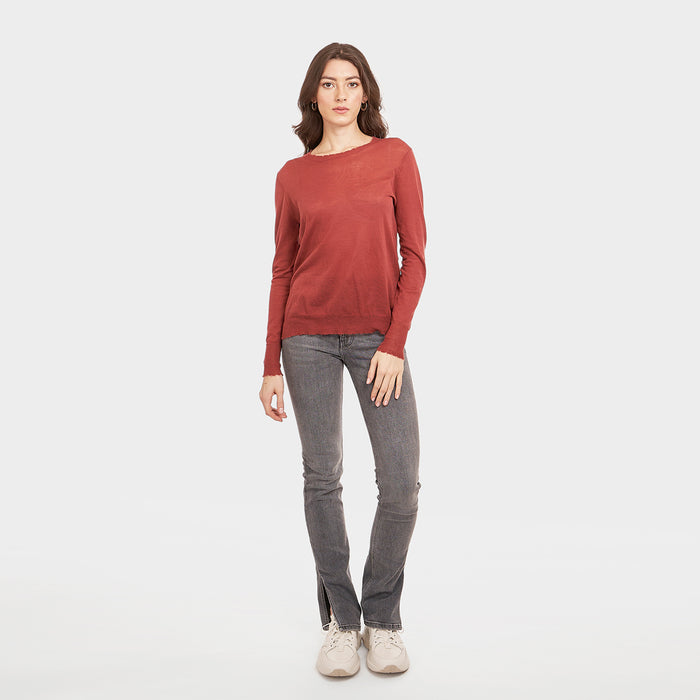 Autumn Cashmere Distressed Edge Crew In Sienna
