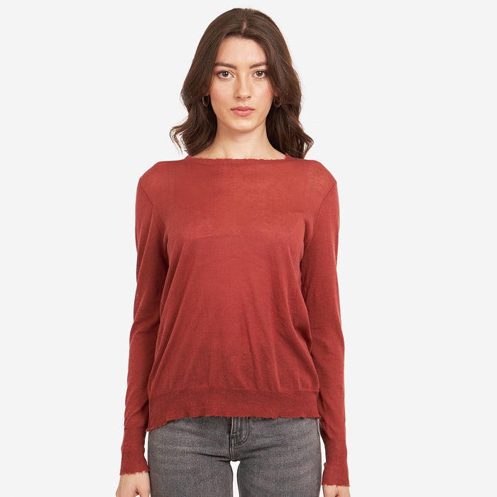 autumn cashmere Distressed Edge Crew in Sienna