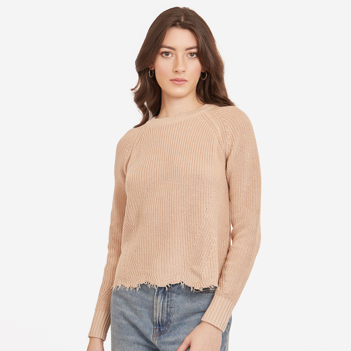 Autumn Cashmere Distressed Scallop Shaker In Latte