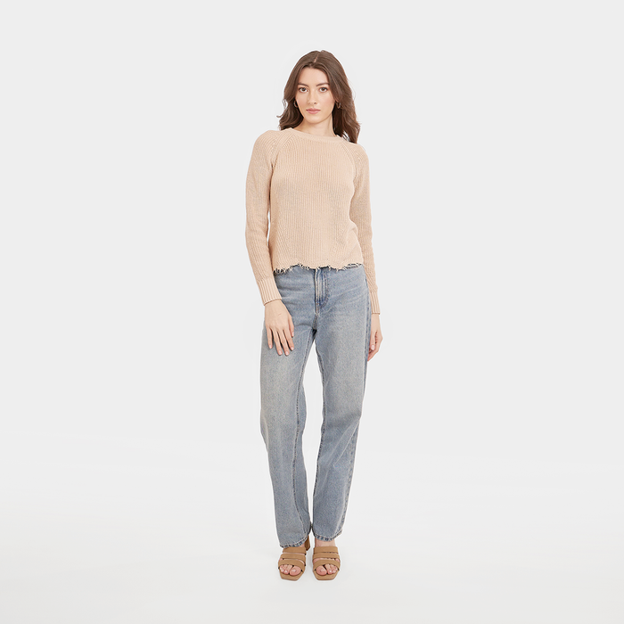 Autumn Cashmere Distressed Scallop Shaker In Latte