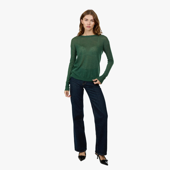 Autumn Cashmere Distressed Sheer Crew In Pickle