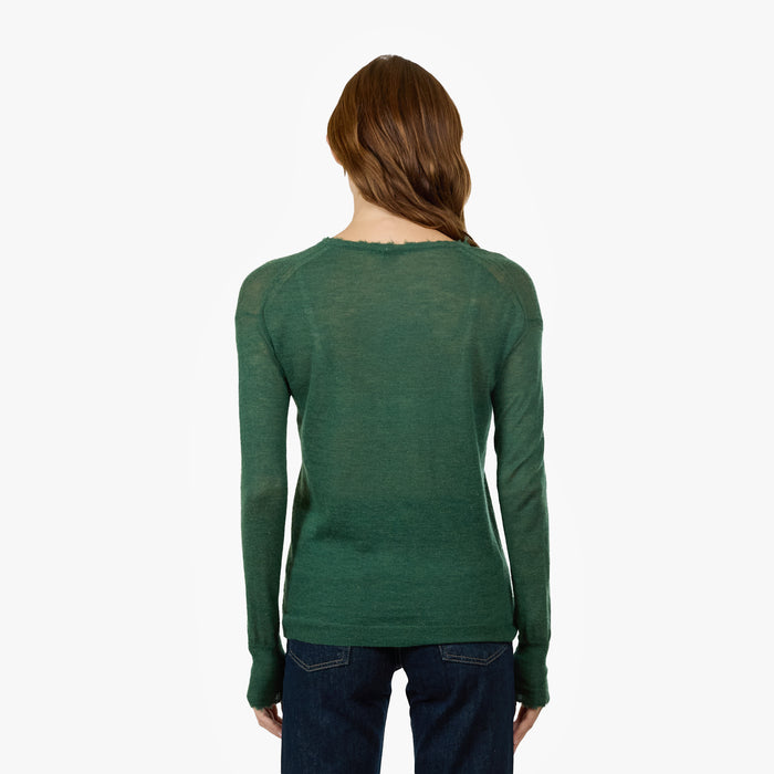 Autumn Cashmere Distressed Sheer Crew In Pickle
