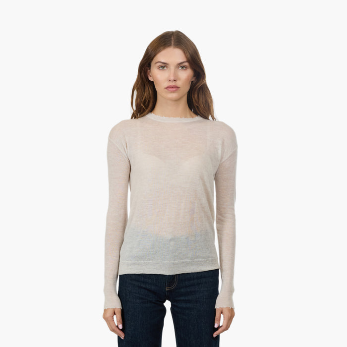 autumn cashmere Distressed Sheer Crew in Pita