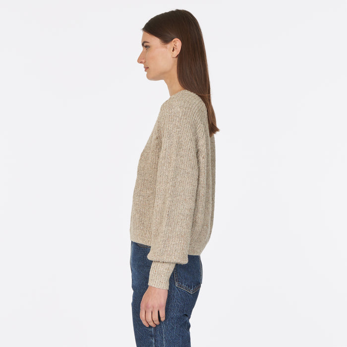 Autumn Cashmere Donegal Shaker Puff Sleeve Crew