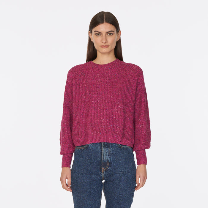 Autumn Cashmere Donegal Shaker Puff Sleeve Crew