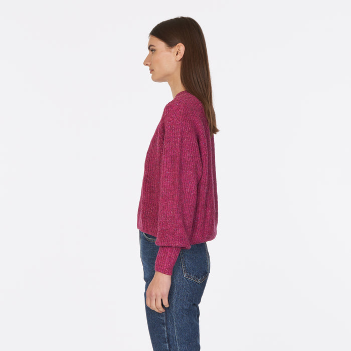 Autumn Cashmere Donegal Shaker Puff Sleeve Crew