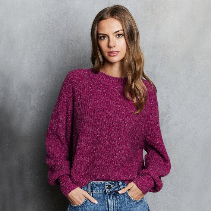 autumn cashmere Donegal Shaker Puff Sleeve Crew