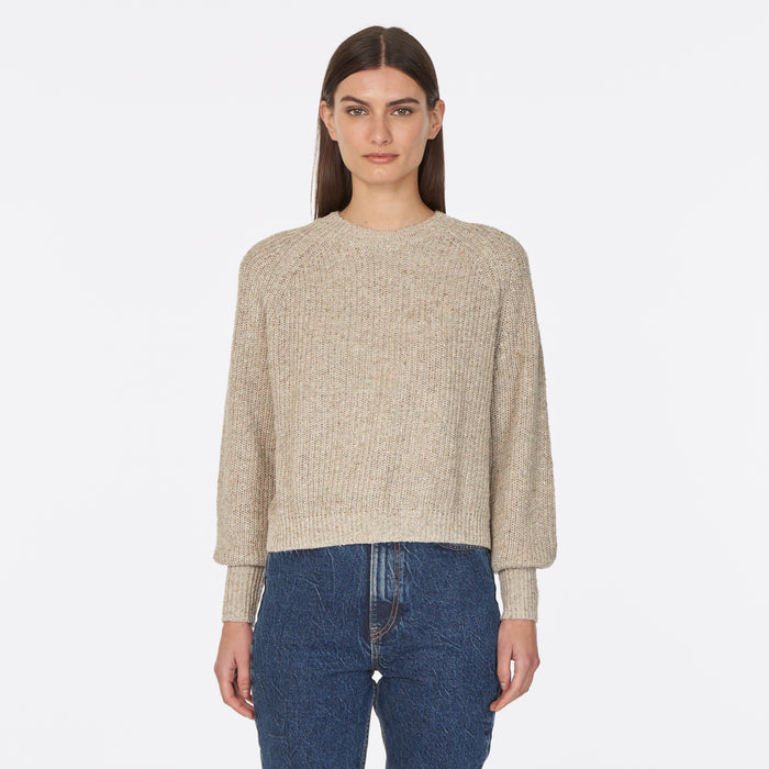 autumn cashmere Donegal Shaker Puff Sleeve Crew