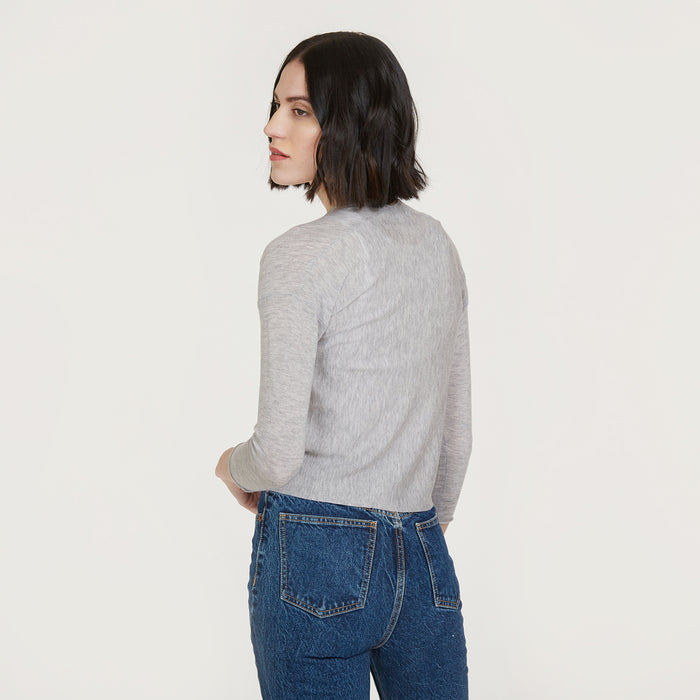 Autumn Cashmere Easy Crop Cardigan In Aluminum