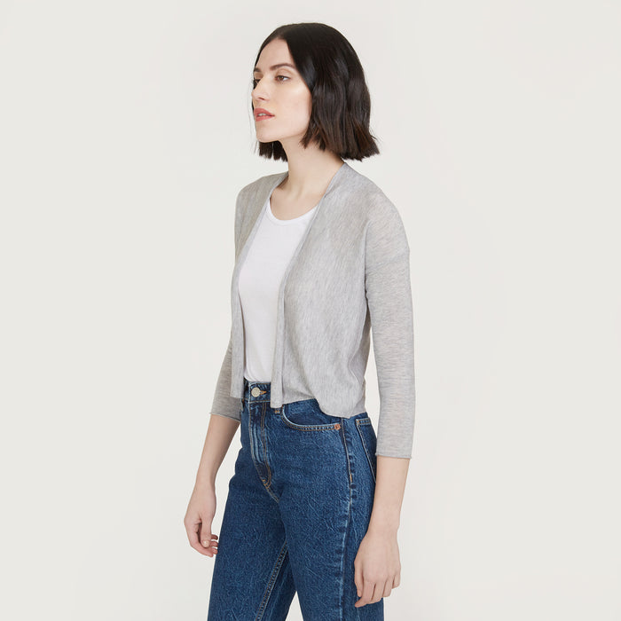 Autumn Cashmere Easy Crop Cardigan In Aluminum