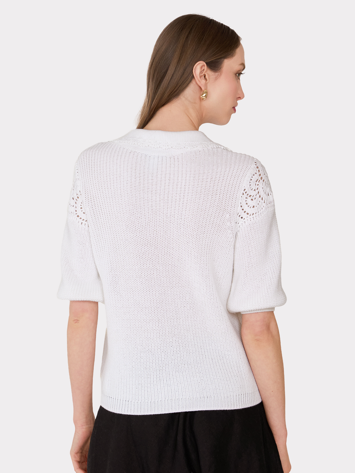 Autumn Cashmere Elbow Sleeve Crochet Johnny Collar
