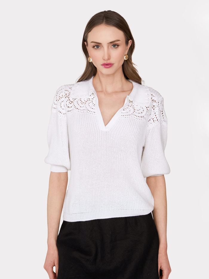 autumn cashmere Elbow Sleeve Crochet Johnny Collar