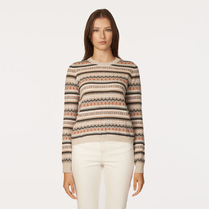autumn cashmere Fair Isle Crew in Neutral Combo