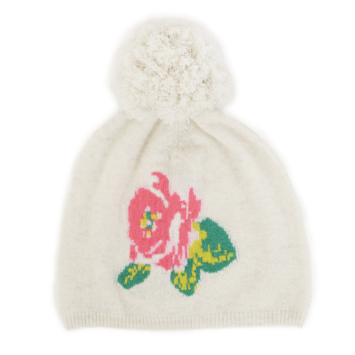 autumn cashmere Floral Beanie in Marble Combo