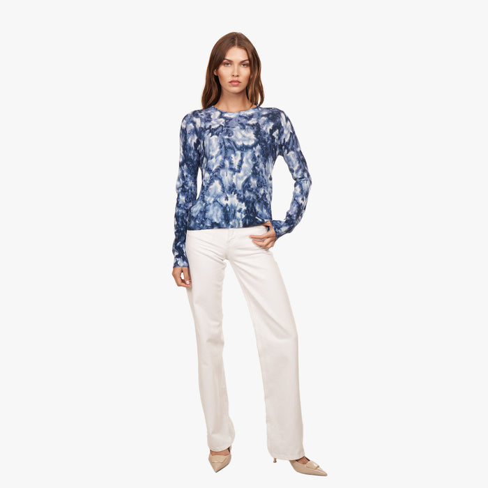 Autumn Cashmere Floral Print Crew In Blue Combo