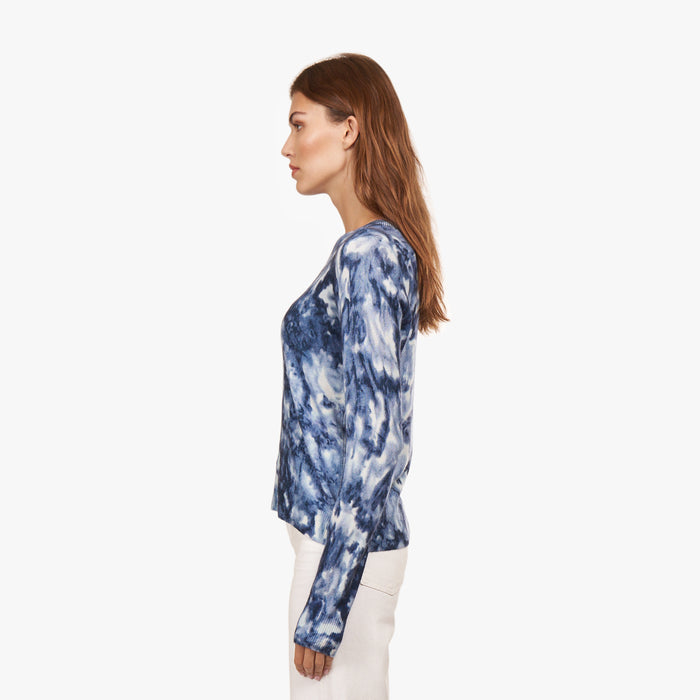 Autumn Cashmere Floral Print Crew In Blue Combo