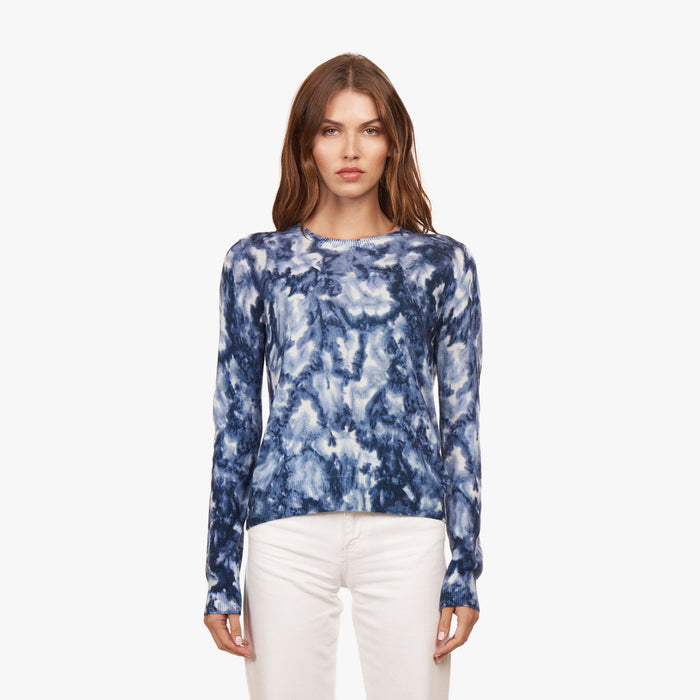 autumn cashmere Floral Print Crew in Blue Combo