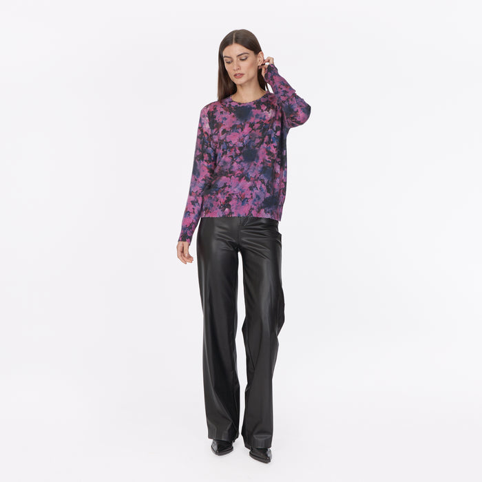 Autumn Cashmere Floral Print Distressed Crew
