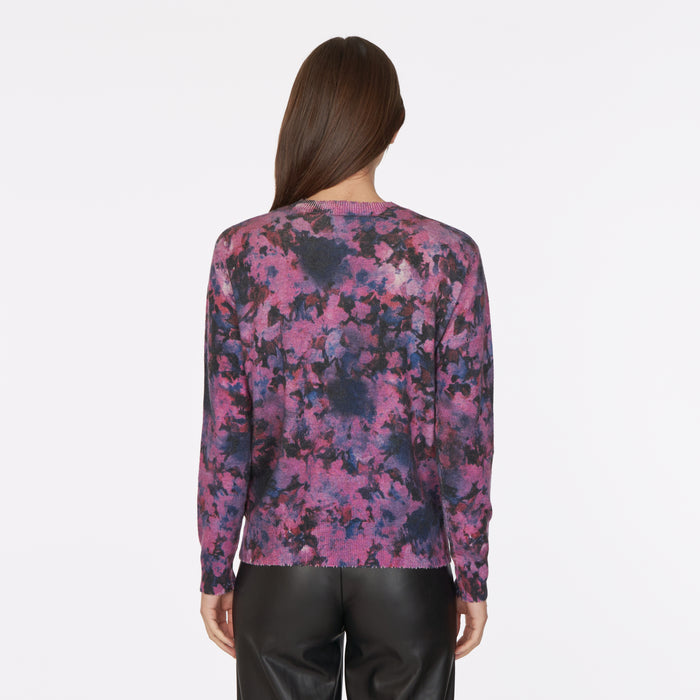 Autumn Cashmere Floral Print Distressed Crew