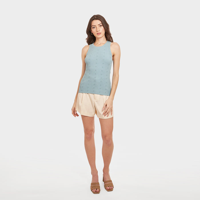 Autumn Cashmere Flower Rib Tank In Cornflower
