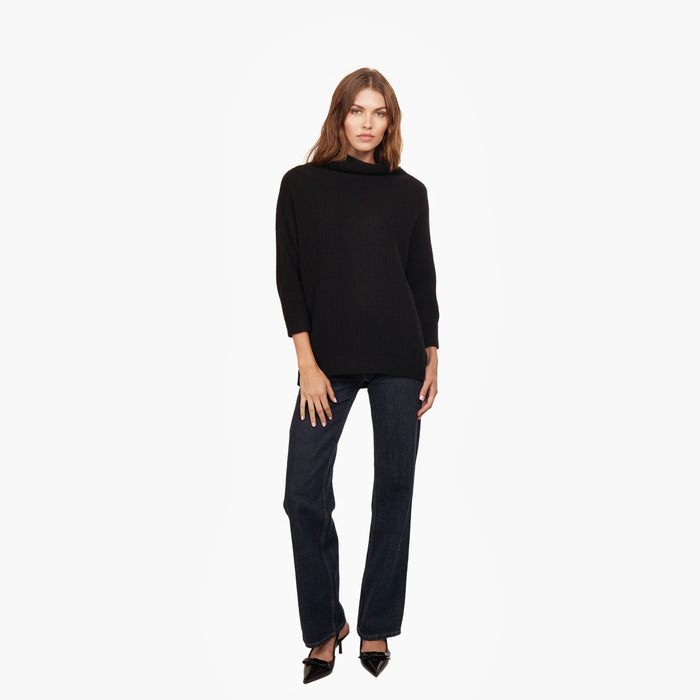 Autumn Cashmere Funnel Neck Shaker In Black