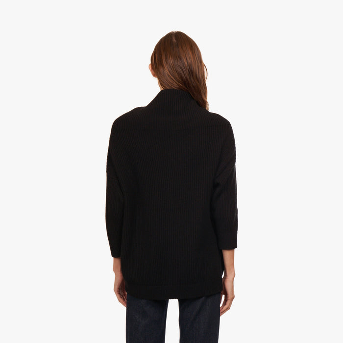 Autumn Cashmere Funnel Neck Shaker In Black
