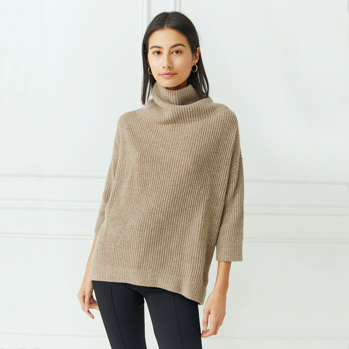 Autumn Cashmere Funnel Neck Shaker In Stone