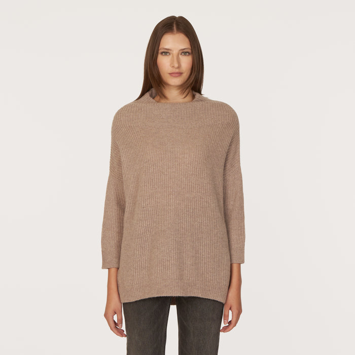 Autumn Cashmere Funnel Neck Shaker In Stone