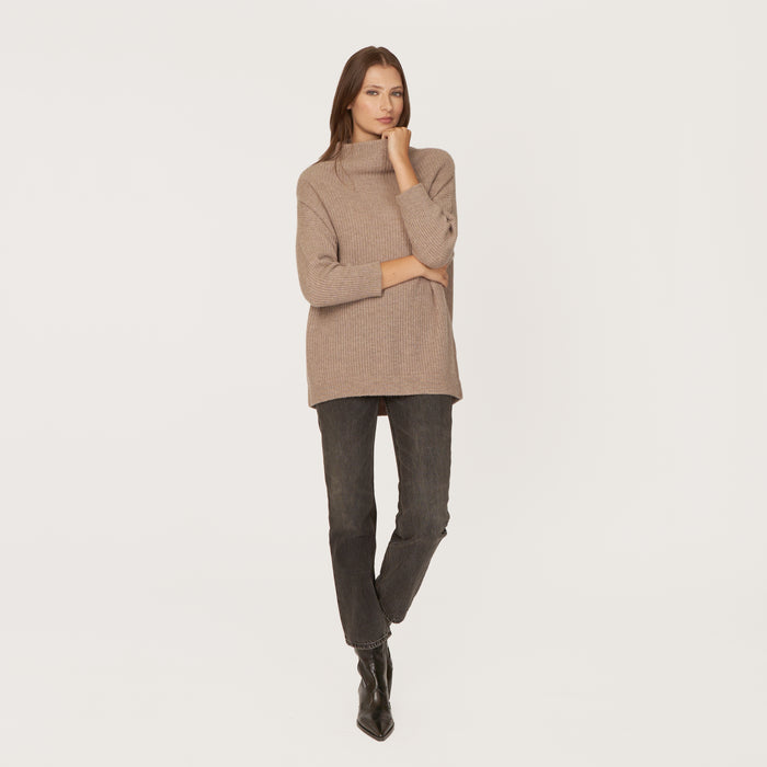 Autumn Cashmere Funnel Neck Shaker In Stone