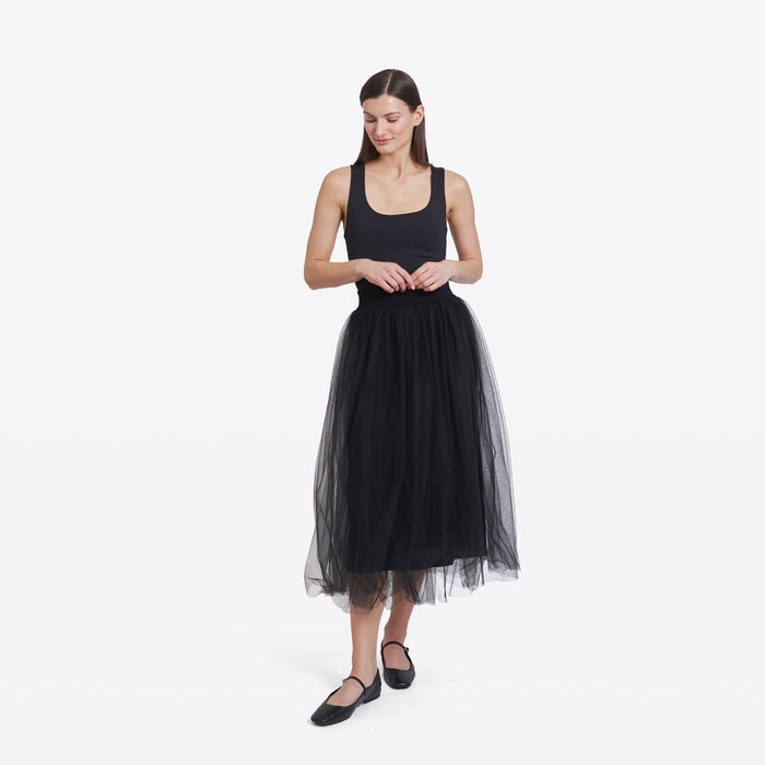 Autumn Cashmere Gathered Skirt W/ Tulle In Black