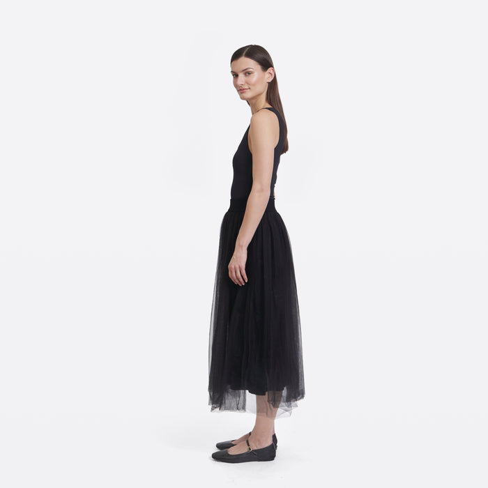 Autumn Cashmere Gathered Skirt W/ Tulle In Black