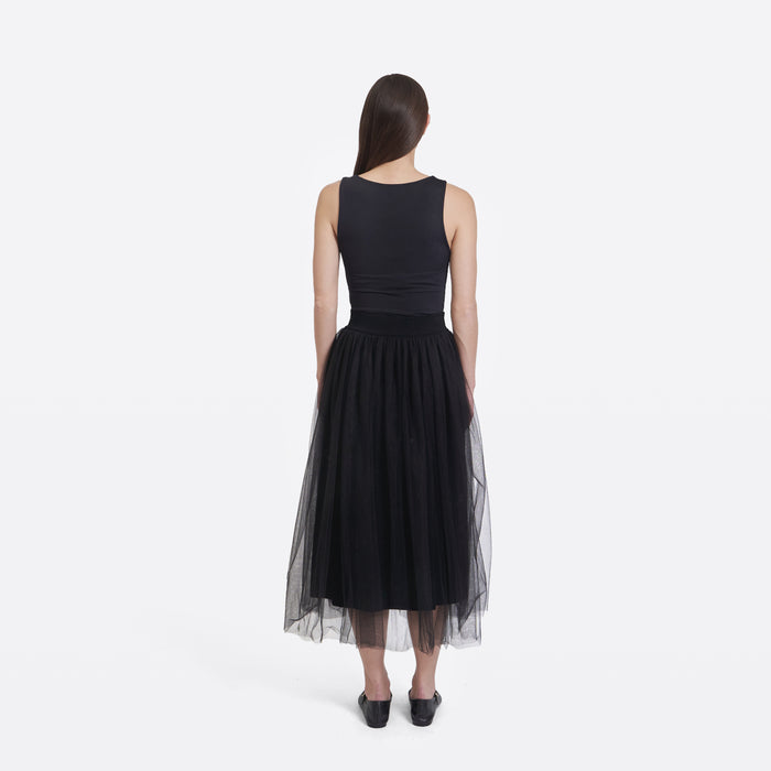 Autumn Cashmere Gathered Skirt W/ Tulle In Black