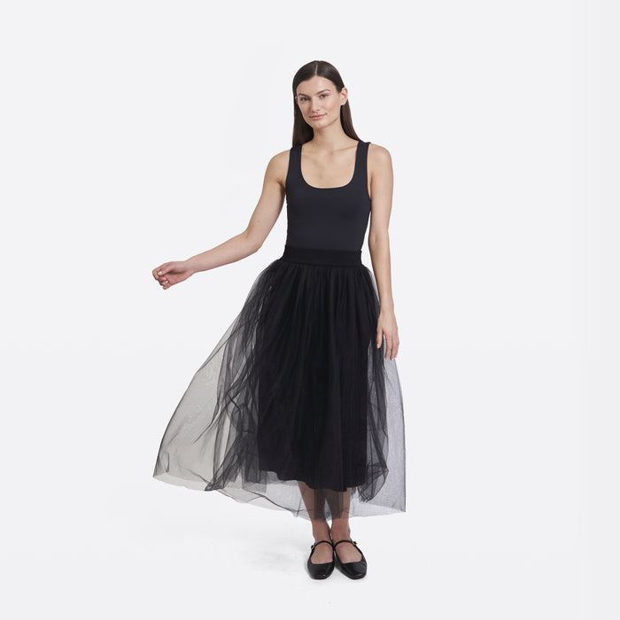 autumn cashmere Gathered Skirt w/ Tulle in Black
