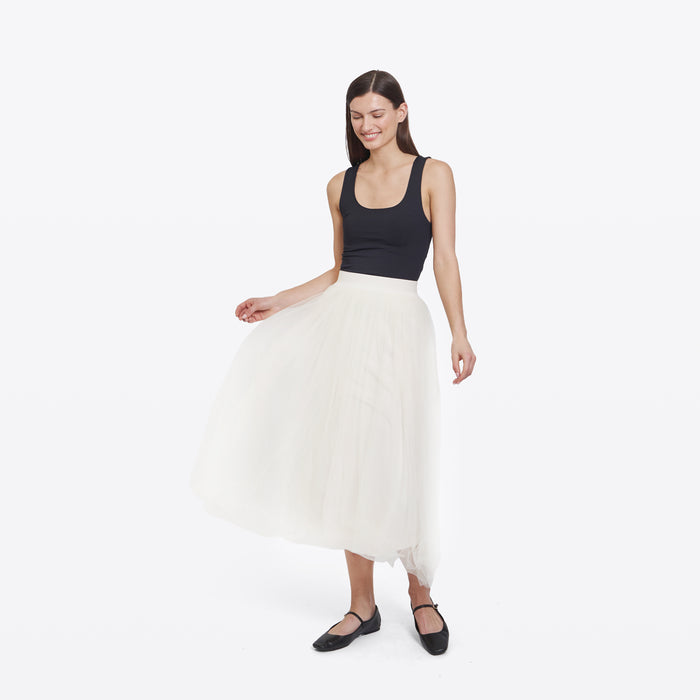 Autumn Cashmere Gathered Skirt W/ Tulle In Sand