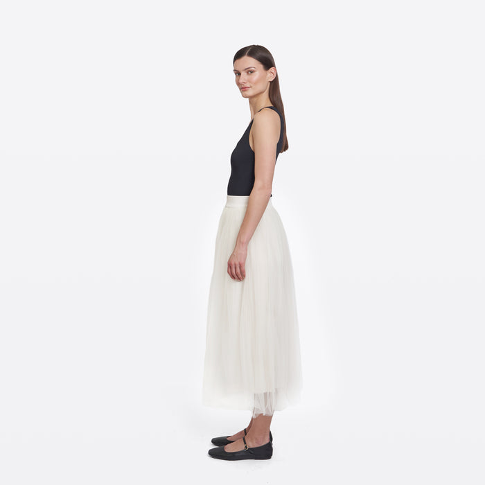 Autumn Cashmere Gathered Skirt W/ Tulle In Sand