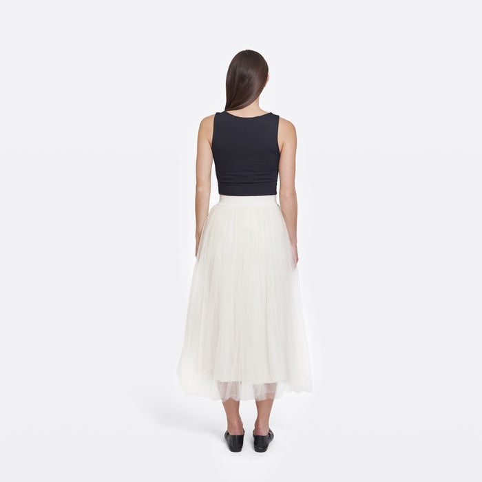 Autumn Cashmere Gathered Skirt W/ Tulle In Sand
