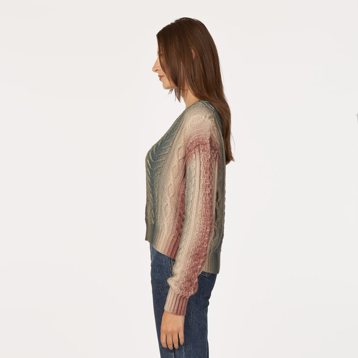 Autumn Cashmere Gradient Stripe Cabled Crew