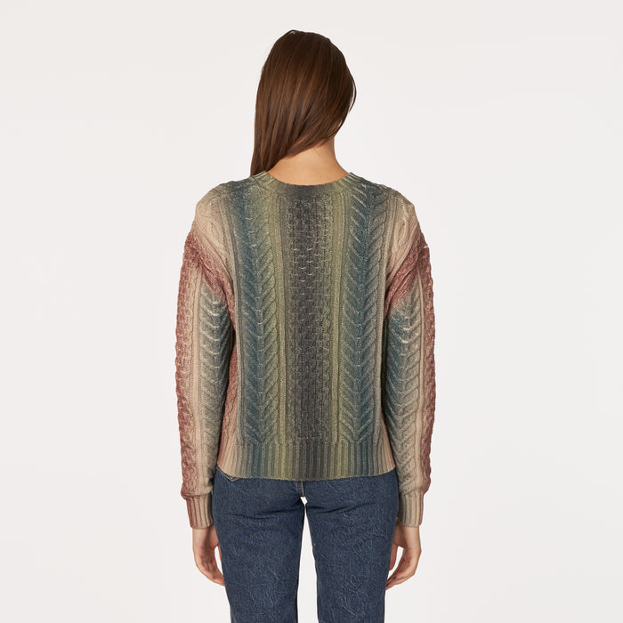 Autumn Cashmere Gradient Stripe Cabled Crew