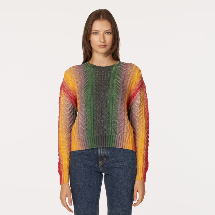 autumn cashmere Gradient Stripe Cabled Crew