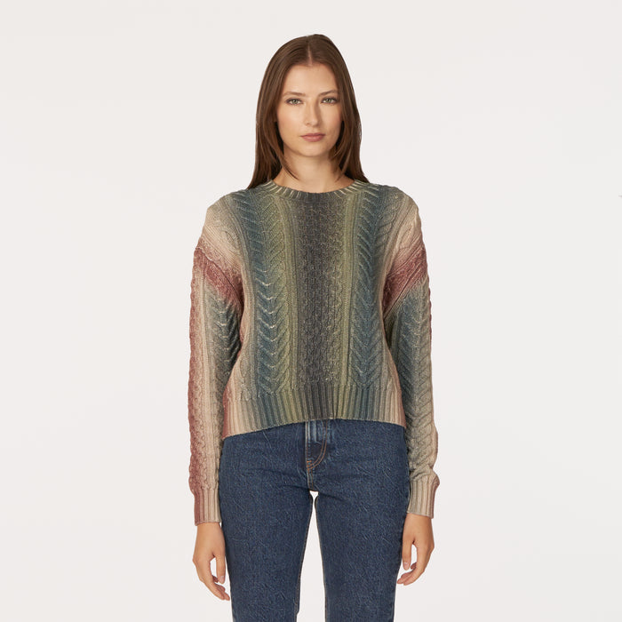 autumn cashmere Gradient Stripe Cabled Crew