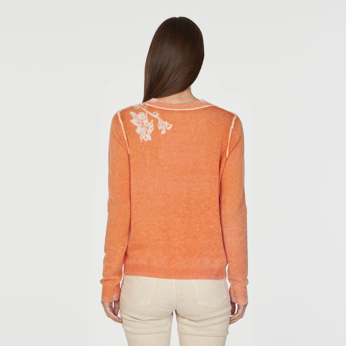 Autumn Cashmere Inked Asymmetric Floral V-Neck