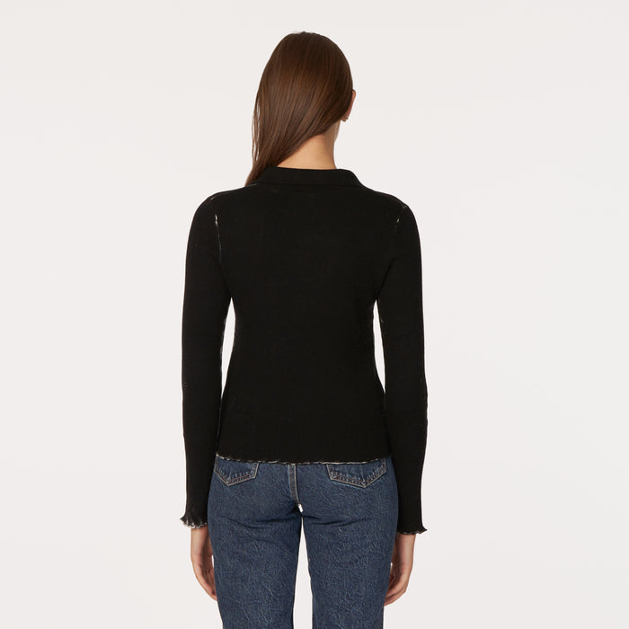 Autumn Cashmere Inked Rib Jonny Collar In Black