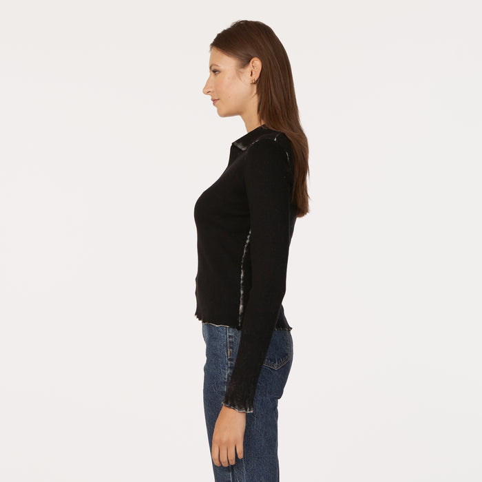 Autumn Cashmere Inked Rib Jonny Collar In Black