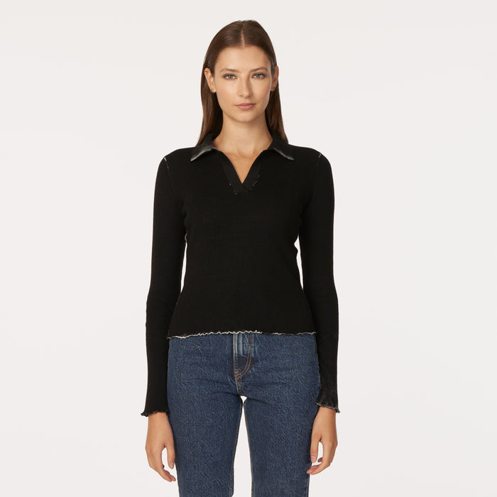 autumn cashmere Inked Rib Jonny Collar in Black