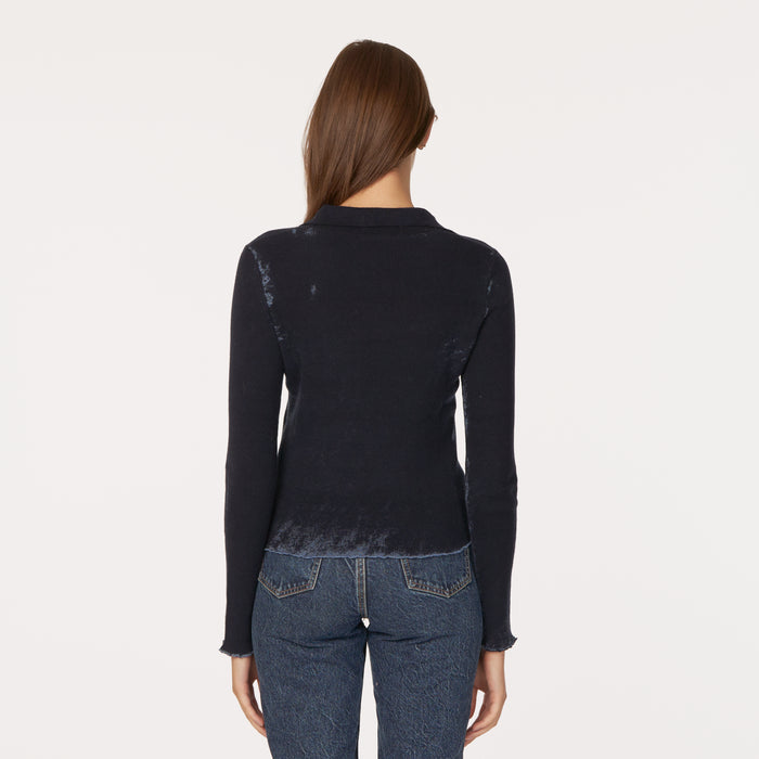 Autumn Cashmere Inked Rib Jonny Collar In Navy