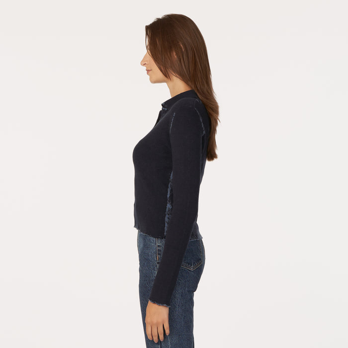 Autumn Cashmere Inked Rib Jonny Collar In Navy